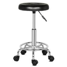 Black Round Rotating Bar Stool With Textured Lines Sturdy Height-Adjustable Seat For Kitchen Island Bar Counter Use - 預設 - 查看 4
