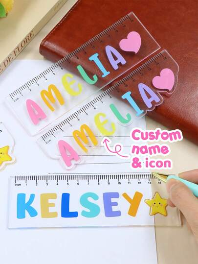 Custom Name Acrylic Ruler, Personalized 15cm Straight Measuring Tool, Customized Stationery Accessory, Customizable Gift For Stationery Lovers, Stylish Ruler & Thoughtful Present For Birthdays, Anniversaries, Office & Daily Use Occasions, Students
