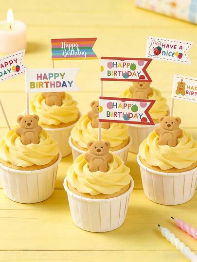 45pcs Happy Birthday Cake Toppers, Cake Decorating Picks, Birthday Cake Decorations, Birthday Cake Decorating Supplies, Baking Decorations, Party Decorations, Kitchen Essentials, Holiday Gifts