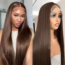 8-34英寸直发蕾丝前假发，13x4高清蕾丝前假发，混合发丝，预先拔毛，女士200%密度直发假发，带婴儿发 - S4 - 查看 7
