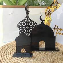 3 Pcs Eid Party Table Centerpieces, Middle Eastern Style Centerpieces, Ramadan Moon Tower Set, Ramadan Table Sign, Three-Dimensional Castle Acrylic Mirror Table, Festive Home Decoration Tabletop Ornaments, Ramadan Supplies, Study Decoration