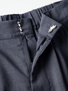 Quần tây nữ cạp cao kiểu vintage SMILE CHIC, phù hợp cho mùa xuân/hè, dáng rộng thoải mái, chất liệu vải mềm mại, thoáng khí, ống đứng, ống rộng, thích hợp mặc đi làm hàng ngày. - Màu xám đen - Xem 4