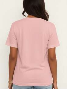 Camiseta Feminina Estampa Gráfica Sardinhas Verão Europeu, Manga Curta e Gola Redonda Casual para Verão & Primavera, Lançamento Moda  T-shirt Gráfica Sardines - Rosa Bebê - Visão 2