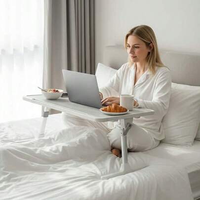 1 chiếc bàn đầu giường có thể gập lại và điều chỉnh, bàn để máy tính xách tay thiết kế tối giản cho ký túc xá, phòng học, máy tính xách tay, bệ cửa sổ