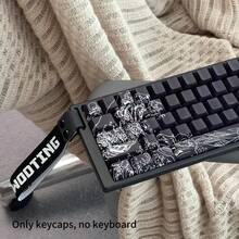 Teclas de repuesto PBT con impresión lateral, estilo anime negro, alta calidad, perfil Cherry, compatibles con teclados mecánicos de 68/75/87/98/104/108 teclas - Negro - Ver 2