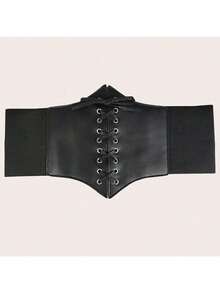 1件装女士时尚弹力腰带，高端百搭装饰腰带，黑色，可外穿，洛丽塔风格，束腰带，塑形腰带，瘦身提臀，适合万圣节装扮