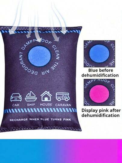 Bolsas reusables absorbentes de humedad que cambian de color, ideales para hogares, autos, armarios, autocaravanas, barcos, con un diseño de alta absorción de humedad a la moda, previene el empañamiento de las ventanas del automóvil en clima húmedo o lluvioso, control de humedad interior, perfecto para uso en el interior del vehículo y el hogar