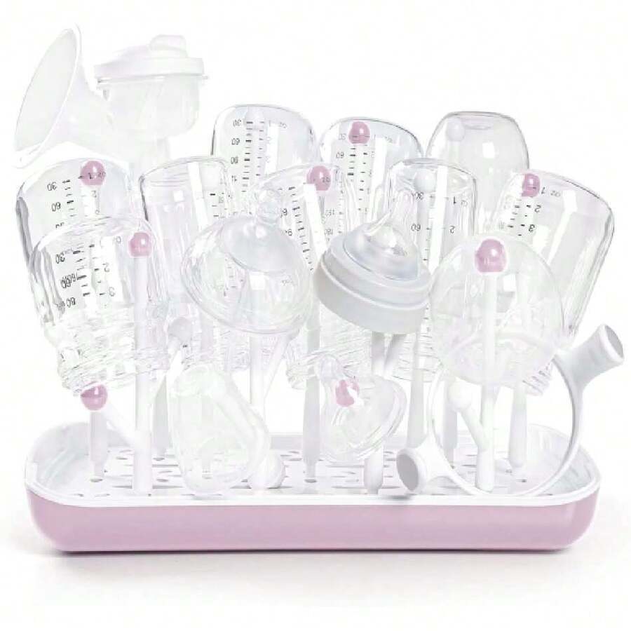 Estante de Secado de biberones, Estante de Gran Capacidad para biberones, Estante seco con Bandeja de Agua extraíble (Rosa),39768864 - Rosa coral - Ver 1