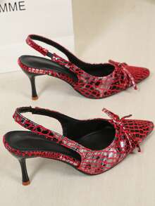 Tacones Mary Jane con punta cuadrada y tachuelas, Versátiles tacones altos negros con tira trasera, Elegantes y sexys tacones de plataforma de charol rojo con cierre deslizante para mujer - Rojo - Ver 8