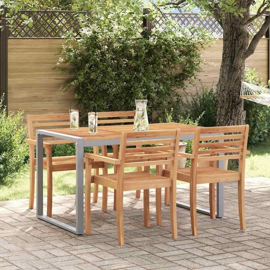 vidaXL Mesa de jardim para refeições cinza 140 x 80 x 75 cm - Cinza - Ver 1