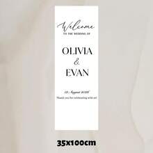 1 pieza Cartel de bienvenida de boda personalizado con nombres y fecha, carteles de boda de lino personalizados, decoración de boda bohemia, pancarta de tela para eventos, despedida de soltera - Multicolor - Ver 18