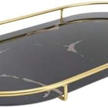 Bandeja Organizadora Ovalada Para Bao Accesorio Decorativo Tocador Organizador De Cosmticos Y Aporta Jabn Toallas Servilletas Para Mostrador - base negra - Ver 2