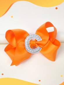 1pc 5 Inch 26 Letters A-Z Pearl Letters Personalized Back To School Ponytail Girl Hair Bow Teenagers Girl Hair Bows With Clips For Festivals Party School Girls Graduation Season Hairgrips For First Day Of School Classroom Girls Students,Teenagers Hair Accessories - 橘色 - 查看 32