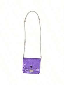 Gucci Purple Square Cosmetic Bag, DIY Pearl Chain Storage Bag, Fashion Shoulder Bag - Purple - View 8