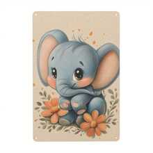 Vintage Little Blue Elephant Metal Tin Sign - Charming Wall Art With Adorable Elephant & Floral Design, Perfect For Home, Bars, Cafes, Garages, And Holiday Gifts, 12x8 Inch, Elephant Decor - White - View 10