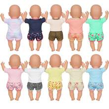 18" American Girl Doll Summer Short Sleeve Pajama Set, Bald Doll With Shorts Outfit - Multicolor - View 4