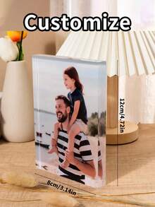 Personalized Acrylic Photo Decor, Desktop Memorabilia, Acrylic Photo Frame, Perfect For Home And Office Decor, Thanksgiving Gift Or Party Supplies, Personalized Photo Display, Office Decoration,Home Decor Living Room - Multicolor - View 3