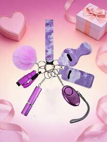 Women's Multi-Functional Self-Defense Keychain - Includes 8 Highly Practical Keychains Such As Window Breaker, Perfume Holder, Alarm, And Retriever Tool. An Ideal Gift For Girlfriends, Mothers, Colleagues And Friends To Protect Their Safety. - Multicolor - View 2