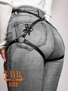 Women's Plus Size Belt, Punk Butt Harness Garter With Bow And Thigh Straps, Rave Outfit Thigh Harness, Women Sexy Lingerie Accessories. - màu đen - Xem 1