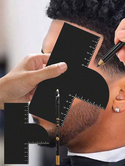 J·FOCUS Precision Hairline Positioning Ruler Set With Positioning Pen, Includes Ruler With Markings, Hairstylist Essential Tool Kit For Salon And Home Use, Hairline Guide Board For Accurate Haircut Contouring, Multi-Functional Ruler Fits Head Curve, Professional Hairstylists / Home Haircut Enthusiasts