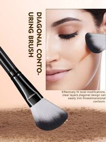 15PCS Makeup Tools Set Including:13PCS Makeup Brush Set+2PCS Triangle Powder Puffs