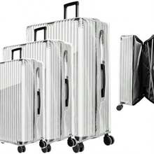 3 Fundas de Equipaje Transparentes Protectoras Impermeables PVC de Maleta, Cubierta Transparente para Equipaje Cubierta Protectora para Maletas PVC,Aprobada por TSA 24 * 3 Pulgadas (Borde Negro) - xl10-lxxt-a - Ver 2