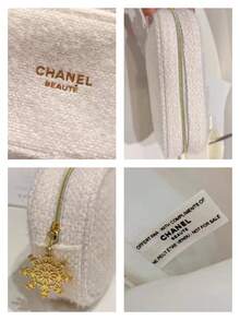 CHANEL 奢华女士链条化妆包：小巧柔软的化妆包，斜挎/单肩迷你包，理想的高端奢华女士礼物，日常化妆品收纳包，旅行、通勤和派对洗漱包，时尚女士美容整理配件 - 白色(金球鏈條) - 查看 6