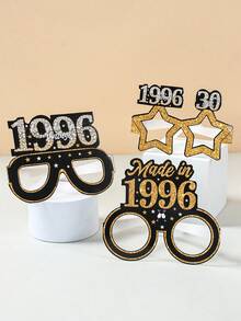 6个黑色金色30岁生日派对纸质眼镜，复古30岁生日派对拍照道具，30岁生日派对用品，生日快乐派对眼镜，1996年生日庆祝活动，派对配件，黑色金色30岁生日派对装饰，生日礼物，派对小礼品 - 30th - 查看 5