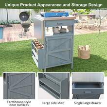 40.5" Outdoor Grill Cart With Stainless Steel Top, Blue+Gray - Default - View 6