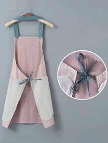 1pc Kitchen Apron, Greaseproof And Waterproof, Cooking Apron With Pockets, Easy To Clean, Kitchen, Bathroom, Family, Household Items Christmas Gift Goodies, Waterproof Coral Velvet Towel Apron, Hanging Neck Waisted Cartoon Apron, Waterproof Coral Velvet Towel Apron - Multicolor - View 4