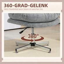 Ergonomic Rocking Office Chair, Soft Padded Seat, Height Adjustable And Swivel, Linen Look, For Home Office, Grey. - Grey - View 7