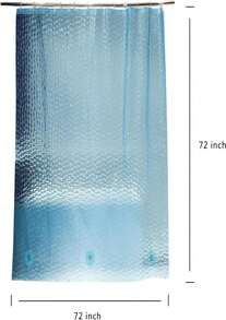 Jssablo Blue Shower Curtain Liner, 100% Waterproof EVA 3D Shower Curtains With 3 Duty Heavy Bottom Magnets And 12 Rust Proof Grommets, 72x72 Weighted Shower Liner For Shower Stall, Bathtubs - ColorC - 查看 5