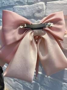 1pc Elegant Satin Bow Tulip Hair Clip, Dual-Tone Design, Spring-Loaded Clamp, Face-Framing Accessory, Claw Clips, Hair Slide, Hair Barrettes - Pink - View 7