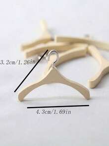 3个/6个/20个/30个迷你木制衣架，木制衣架支架，用于悬挂娃娃衣服，口袋家具模型，微缩生活场景配件，娃娃屋 - 彩色 - 查看 4