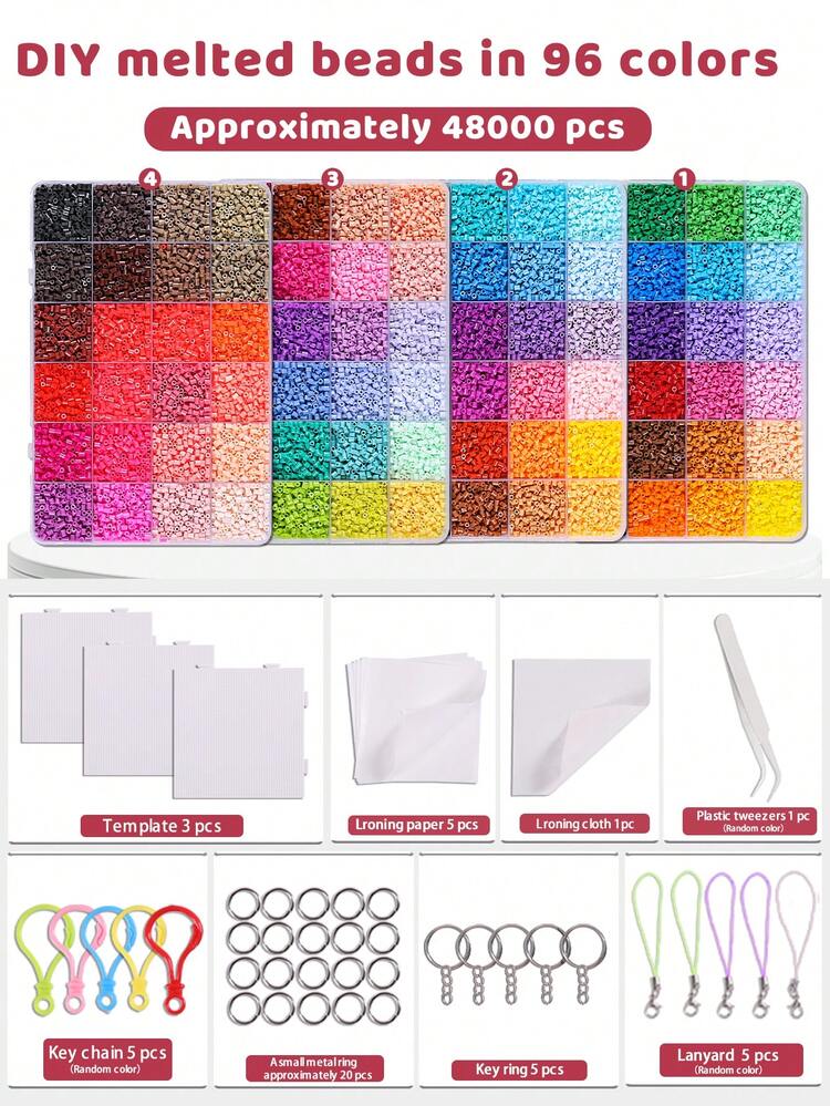 2.6毫米多色拼豆套装，适合家庭、朋友和学校活动，DIY创意日常吊坠，熨烫式3D像素拼图创意礼物 - 拼豆豆DIY套裝 - 查看 7