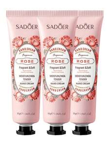 5支/盒 彩色花果护手霜套装，蕴含多种植物萃取精华，保湿、防干裂、淡化细纹、美白紧致、持久留香、舒缓修复干燥皲裂的双手，便携装，牛油果/橄榄/洋甘菊/玫瑰/樱花香型，圣诞节和情人节的绝佳礼物。