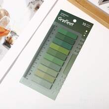 200 Stücke bunte Haftnotizen aus PET-Material, beschreibbar, wiederverwendbar, halbtransparente Lesezeichen, selbstklebende Seitenmarkierungen, geeignet für Ordner und Indizes - Farbverlauf Grün - Übersicht 1