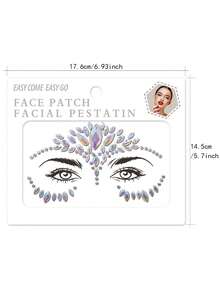 1sheet Night Light Face Gem Stickers, Acrylic Gems Stickers, Self-Adhesive Rhinestone Sticker For Party, Club,Halloween, Festival Face Decorations - Multicolor - View 6