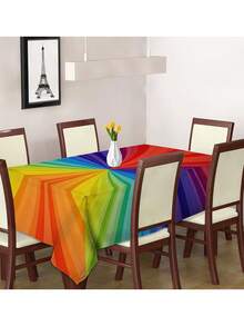 1pc Rainbow Decorative Table Cloth, Easy To Clean And Maintain, Suitable For Coffee Tables And Dining Tables - Color - View 14