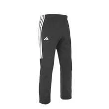 Adidas 阿迪达斯直筒裤，跆拳道风格宽松抽绳腰休闲裤，男女通用黑色，适合街头训练 - 黑色 - 查看 1