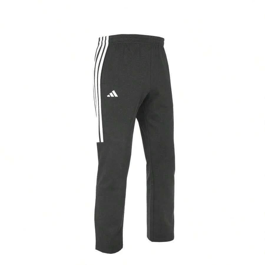 Adidas 阿迪达斯直筒裤,跆拳道风格宽松抽绳腰休闲裤,男女通用黑色,适合街头训练 - 黑色 - 查看 1