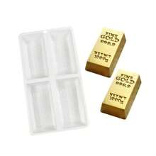 1pc Gold Bar & Gold Brick Chocolate Silicone Mold, DIY Gold Coin & Gold Ingot Kneading Silicone Mold, Mousse Cake Mold - Multicolor - View 5