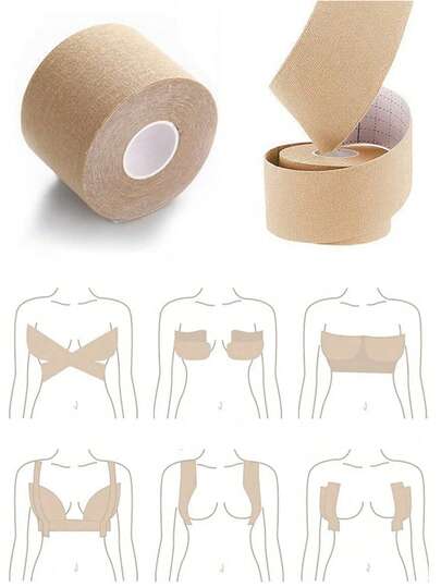 Cinta adhesiva transpirable para el busto, cinta corporal de varios estilos para looks de moda, esencial para looks sin tirantes y sin espalda
