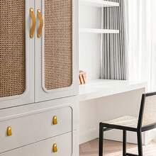 2pcs Synthetic Leather Cabinet Drawer Handles, American Modern Furniture Door Knobs, Kitchen/Dresser/Kids Room Drawer Pulls - Coffee Brown - View 3