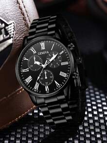 4pcs/Set Men's Multi-Color Stainless Steel Strap Quartz Watch Combination Set, Business Retro Classic Three-Eye Dial, Suitable For Daily Wear, Decoration Or As Holiday Gift For Friends And Fathers - Multicolor - View 5