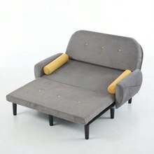 Two-Seater Grey Corduroy Sofa For The Living Room, Usable As A Daybed And Reclining Armchair With Storage Space. - Grey - View 11