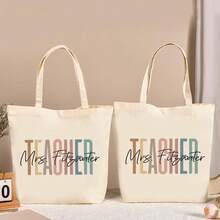 NAZENTI Custom Teacher Tote Bag, Personalized Teacher Appreciation Gifts Canvas Tote Bag, Teachers Women - 設計方案 3 - 查看 6
