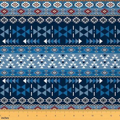 Feelyou - Tela de tapicería azul del suroeste para sillas, tela geométrica de The Yard Western Decor  nativo americano, diseño decorativo impermeable al aire última intervensión, tela de 3