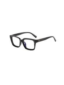 1pc European & American Fashion Square Clear Lens Rivet Street Style Eyeglasses Frame, Business Crossborder Glasses - Bright Black Frame White Film - View 4