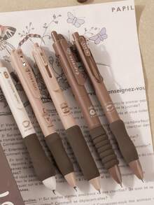 1pc/5pcs Coffee Press Ballpoint Pen, (5pcs/Box) Random Style And Color, High-Quality Creative Student Stationery Pen, Detachable, Office Signing Supplies, Gift For Family, Friends, Colleagues (The Image Is For Reference Only, The Actual Product Prevails) - Multicolor - View 5